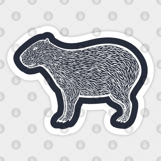 Capybara Ink Art - dark colors Sticker by Green Paladin